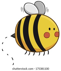 Vector illustration of a cartoon bee flying. 