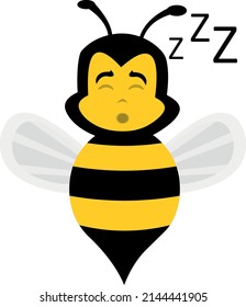 Vector illustration of a cartoon bee sleeping