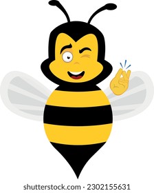vector illustration of cartoon bee snapping fingers hand