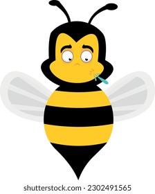 vector illustration of cartoon bee spitting saliva