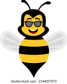 Vector illustration of a cartoon bee with sunglasses