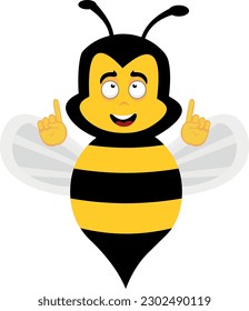 ilustración vectorial de la observación de abejas con dibujos animados y apuntando con sus manos hacia arriba