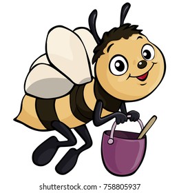 Vector illustration, cartoon bee, white background.