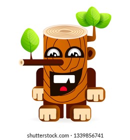 Vector Illustration of a cartoon big tree stump 