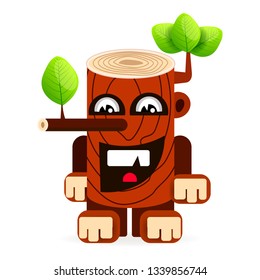 Vector Illustration of a cartoon big tree stump 