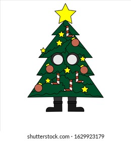 vector illustration of a cartoon Bigfoot and christmas. Vector illustration of cartoons for clip art, cards, banners, comics, stickers, tattoos and games