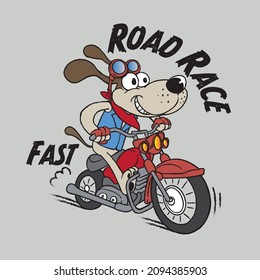 Vektorgrafik von Cartoon Biker Dog und Typografie-Elementen