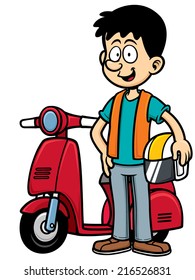 Vector Illustration of Cartoon biker man
