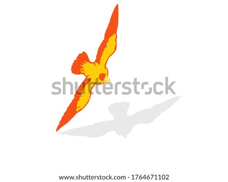 Vector illustration of cartoon bird with fire color
