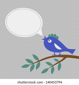 Vector illustration of a cartoon bird with a speech bubble.