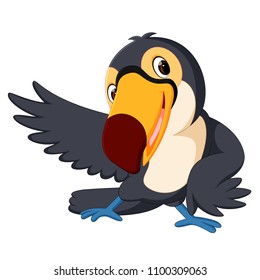 vector illustration of Cartoon bird toucan good posing