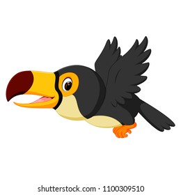 vector illustration of Cartoon bird toucan flying