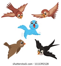 Vector Illustration Of Cartoon Birds