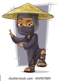 Ilustración vectorial del ninja negro dibujado en máscara