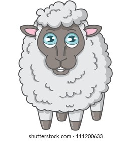 Vector illustration of cartoon black sheep