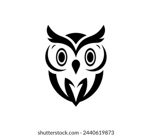 Vector illustration of cartoon black and white owl