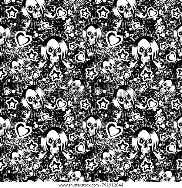 Vector Illustration Cartoon Black White Emo Stock Vector Royalty