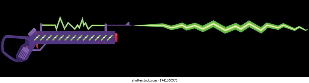 Vector illustration of a cartoon blaster. Energy weapons. the gun fires plasma. a beam from an alien weapon.