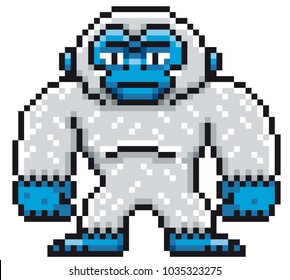 Vector illustration of Cartoon Blue Yeti - Pixel design