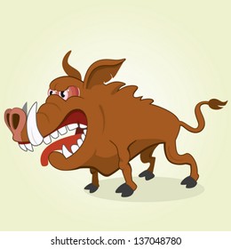 Vector Illustration of Cartoon Boar
