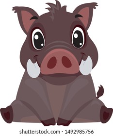 Vector Illustration of Cartoon Boar