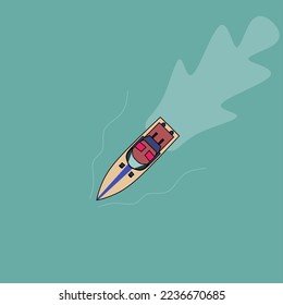 vector illustration of a cartoon boat or ship icon