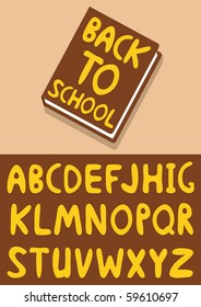 Vector illustration of cartoon book and alphabet