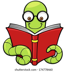 Vector Illustration Of Cartoon Book Worm