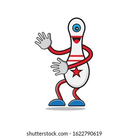 Vector illustration of cartoon bowling character
