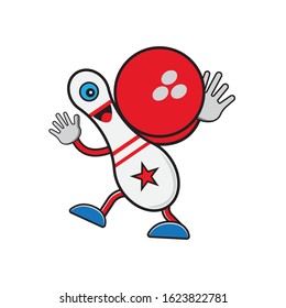 Vector illustration of cartoon bowling character
