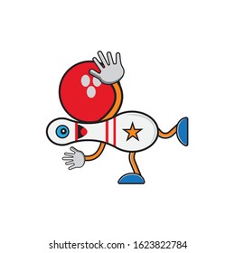 Vector illustration of cartoon bowling character

