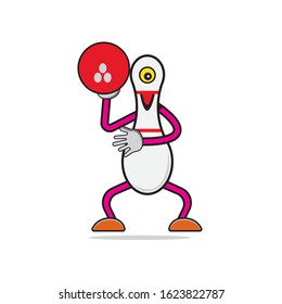 Vector illustration of cartoon bowling character
