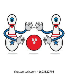 Vector illustration of cartoon bowling character
