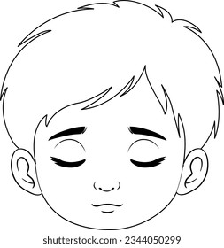 Eine Vektorgrafik eines Cartoon-Jungen, der seine Augen schließt und sich entspannt