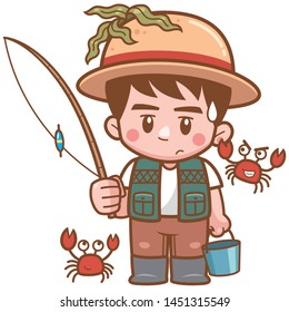 Vector illustration of Cartoon Boy fishing