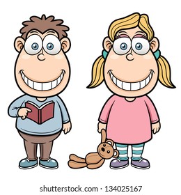 vector illustration of Cartoon Boy and girl