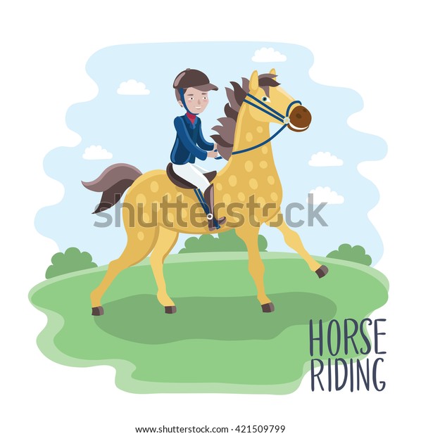 Vector Illustration Cartoon Boy Jockey On Stock Vector (Royalty Free ...