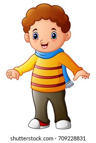 Vector illustration of Cartoon boy with a scarf