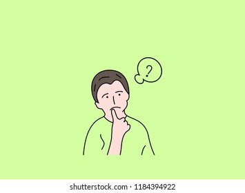 Vector illustration of Cartoon Boy thinking