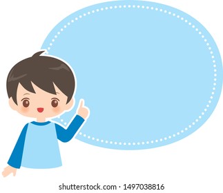 Vector illustration of Cartoon boy thinking with white bubble