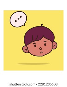 Vector illustration of Cartoon boy thinking with white bubble