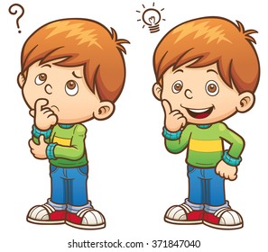 Vector illustration of Cartoon Boy thinking
