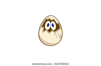Vector illustration of a cartoon broken egg with surprised eyes