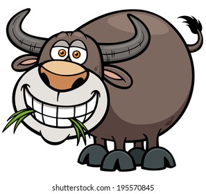 Vector illustration of Cartoon Buffalo