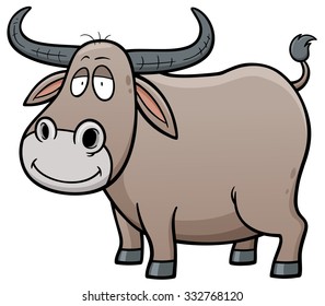 Vector illustration of Cartoon Buffalo