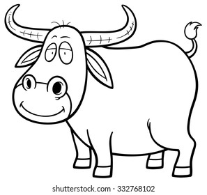 Vektorgrafik von Cartoon Buffalo - Malbuch
