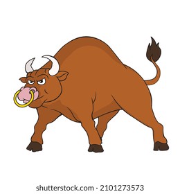Vector Illustration of cartoon bull