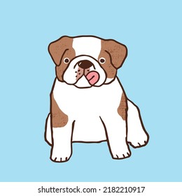 Vector Illustration of Cartoon Bulldog Puppy on Isolated Background