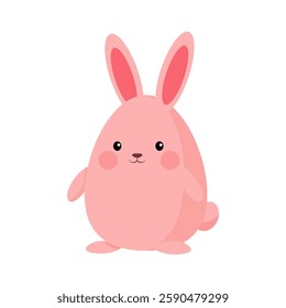 Vector Illustration of Cartoon Bunny, egg-shaped, Easter Concept
