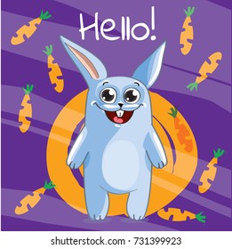 Vector illustration of cartoon bunny. Hello.